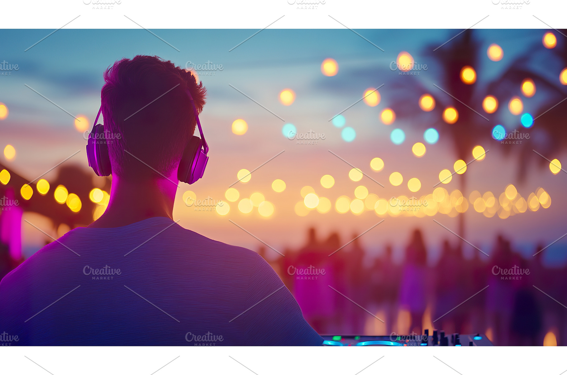 Dj at outdoor beach party during, a Holiday Photo by Lermont51
