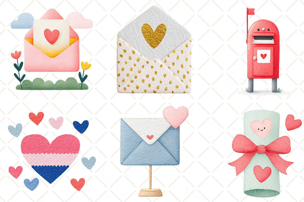 Valentines Mail Clipart Valentines, an Illustration by Black Bird Studio (Photo 5 of 6)