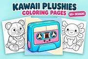 Kawaii Plushies Coloring Pages #2, an Object Illustration by Inkivelle Studio (Thumbnail 1 of 3)