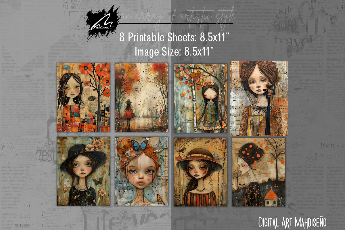 Fall is Here, Whimsical Girl Pages, a Seasonal Illustration by Digital Art Mahdiseño (Photo 3 of 10)