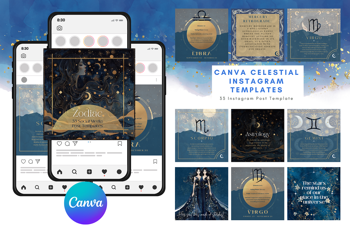 Instagram Celestial Canva Template, a Social Media Template by NadiaTheronArt (Photo 1 of 4)