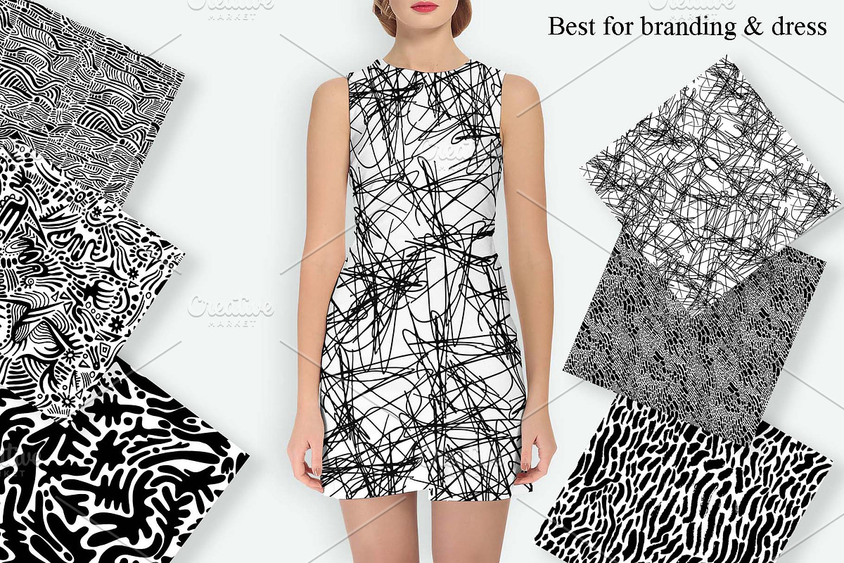 Black & White Hand Drawn 6 Pattern, a Pattern Graphic by Space_Oleandr (Photo 4 of 7)
