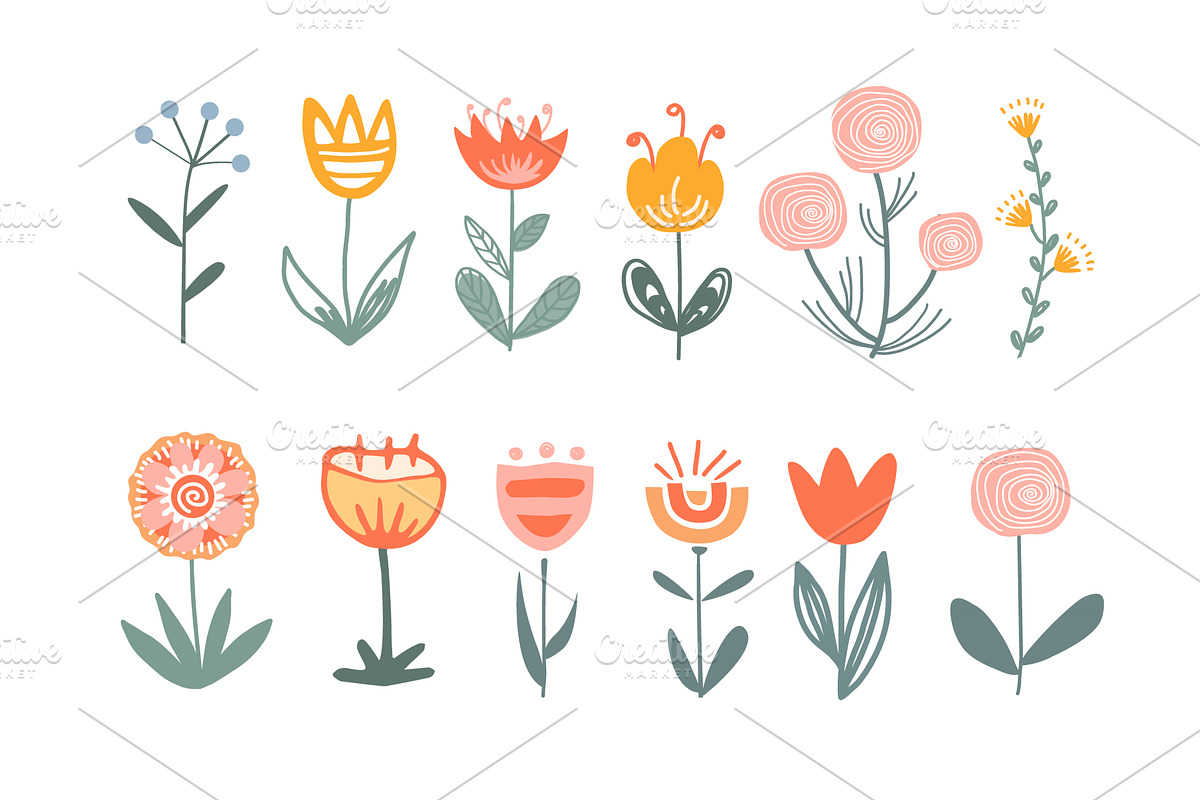 Cute set of abstract isolated, a Decorative Illustration by Toltemara