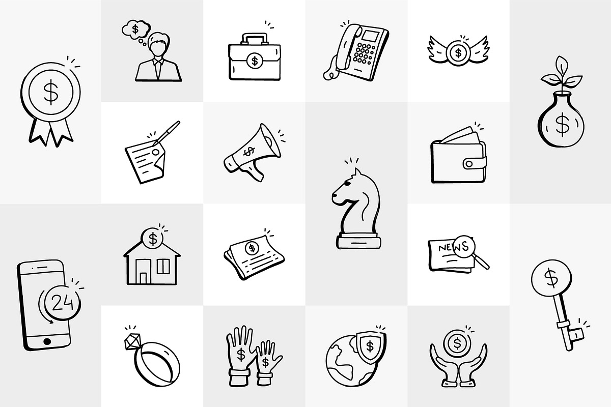 Hand Drawn Bank Icons, an Outline Icon by Brickclay (Photo 2 of 8)