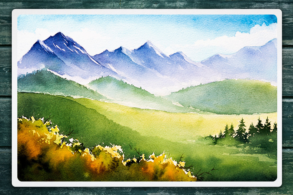 Watercolor Vector Landscapes set#2, an Illustration by AlexGreenArt (Photo 9 of 10)