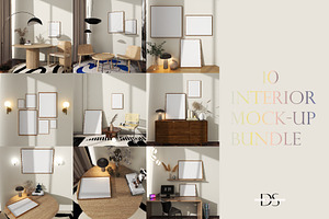 10 Bundle frame psd mockup for wall, a Print Template by DSTUDIO888