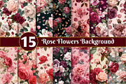 Rose Flowers Background, a Texture Illustration by Dream Creation (Thumbnail 1 of 4)