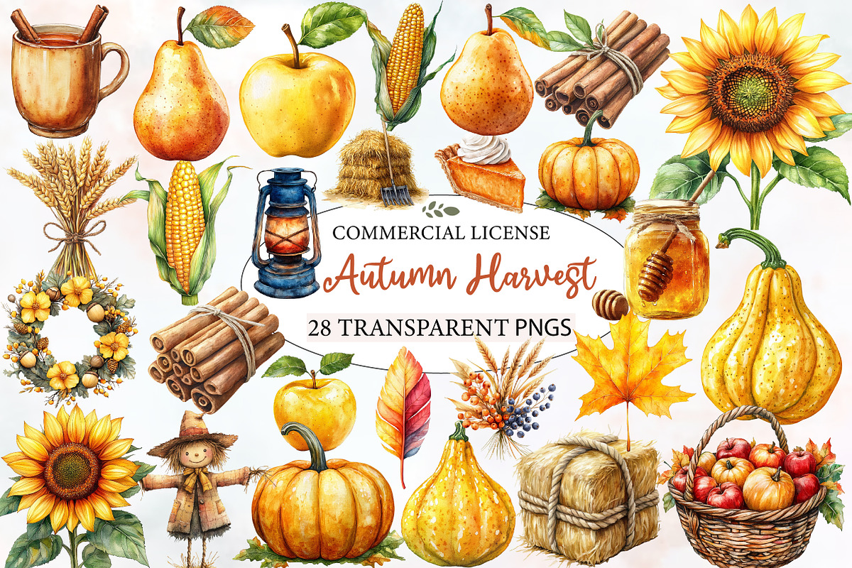 Watercolor Autumn  Harvest, an Illustration by Designworld (Photo 1 of 6)