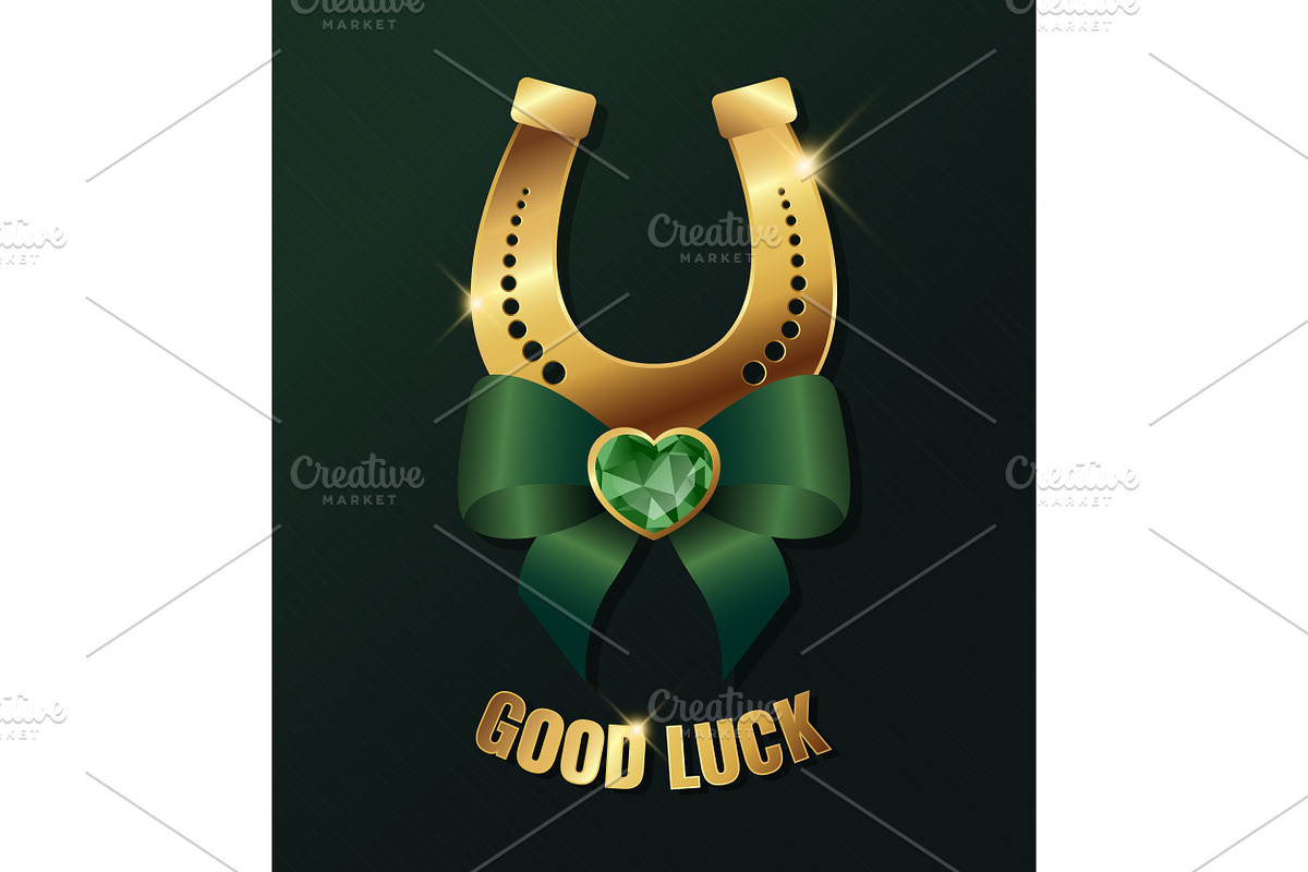 Golden Horseshoe with Gem heart, a Decorative Illustration by PsychocheArt (Photo 1 of 3)