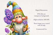 Garden Gnome with Flowers 24 PNG, a Seasonal Illustration by EleSArtDesign (Thumbnail 3 of 4)