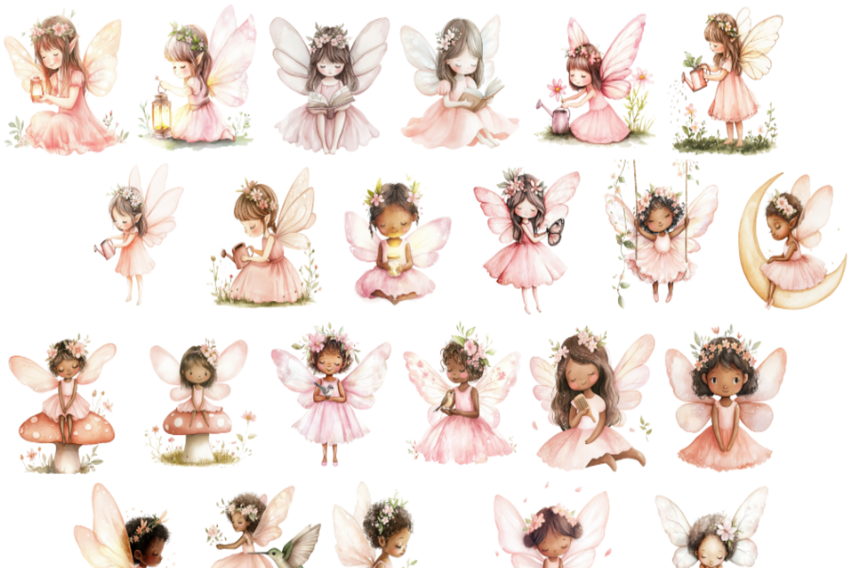 Fairy Watercolor Clipart Bundle, a Person Illustration by PrintablesByFranklyn (Photo 4 of 8)