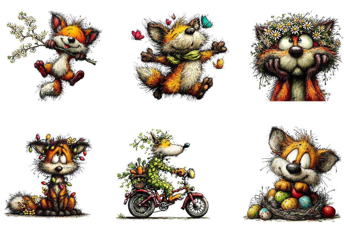 Whimsical Spring Funny Fox Clipart, an Illustration by CreationArt (Photo 6 of 7)