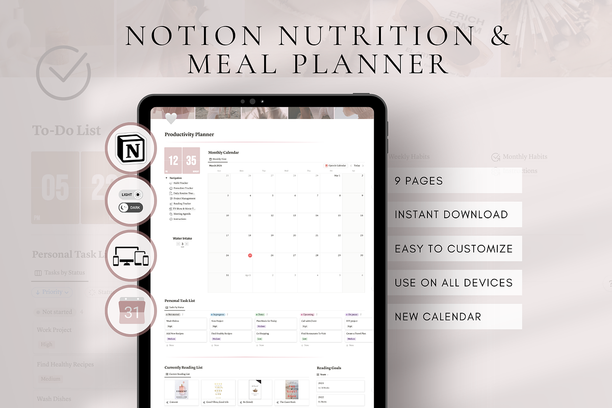Meal & Nutrition Tracker for Notion, a Templates & Theme by BRANDcontent (Photo 1 of 8)