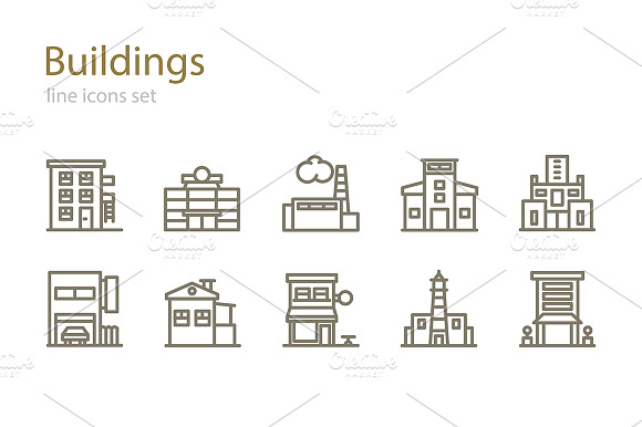 Building Line Icons