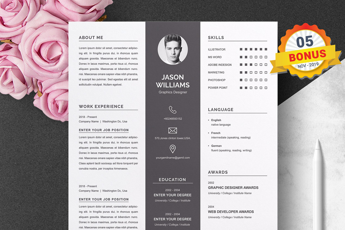 Resume/CV Bundle | 200+ for $29, a Resume Template by ResumeInventor (Photo 86 of 207)