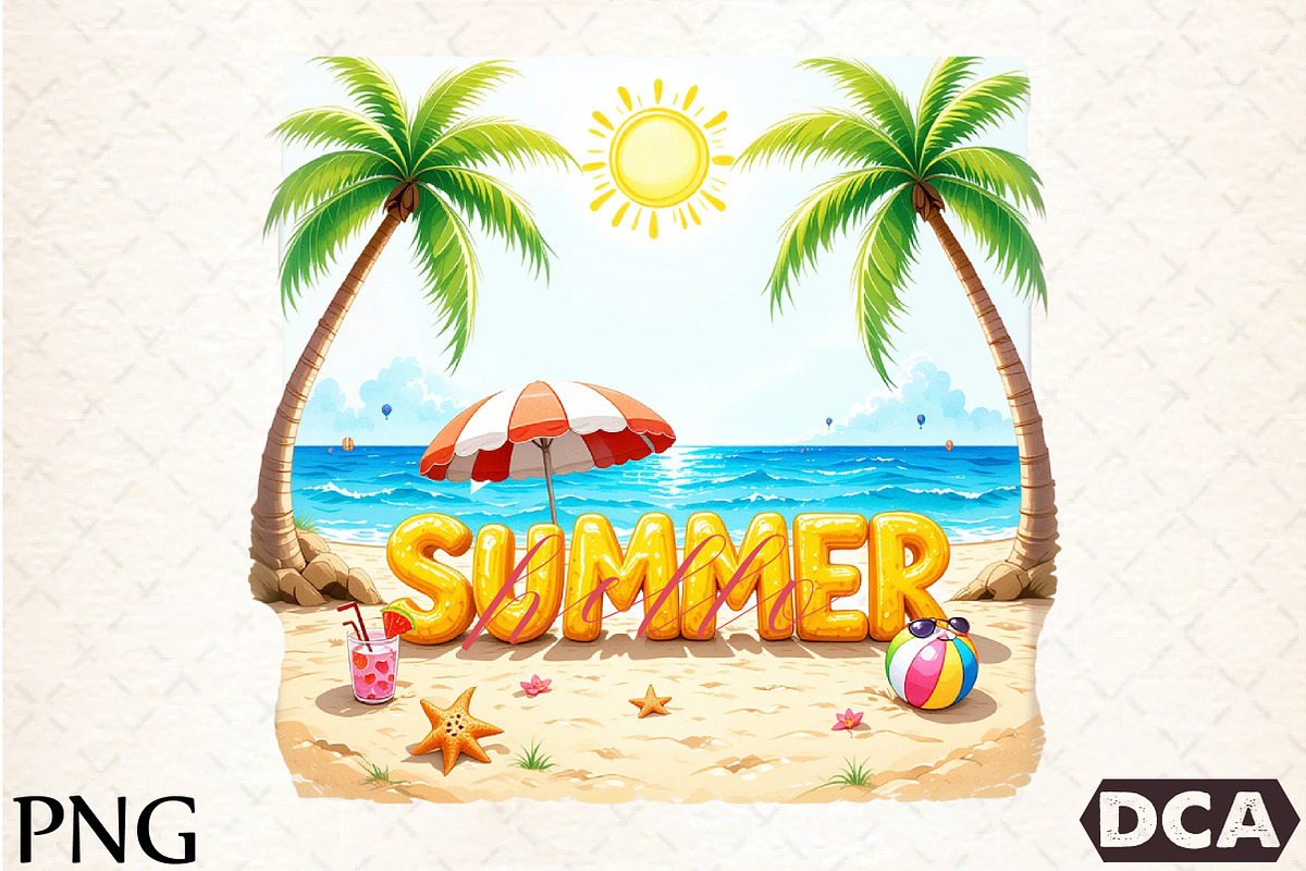 Watercolor Summer  Clipart, an Illustration by DreamCafeArt (Photo 3 of 7)