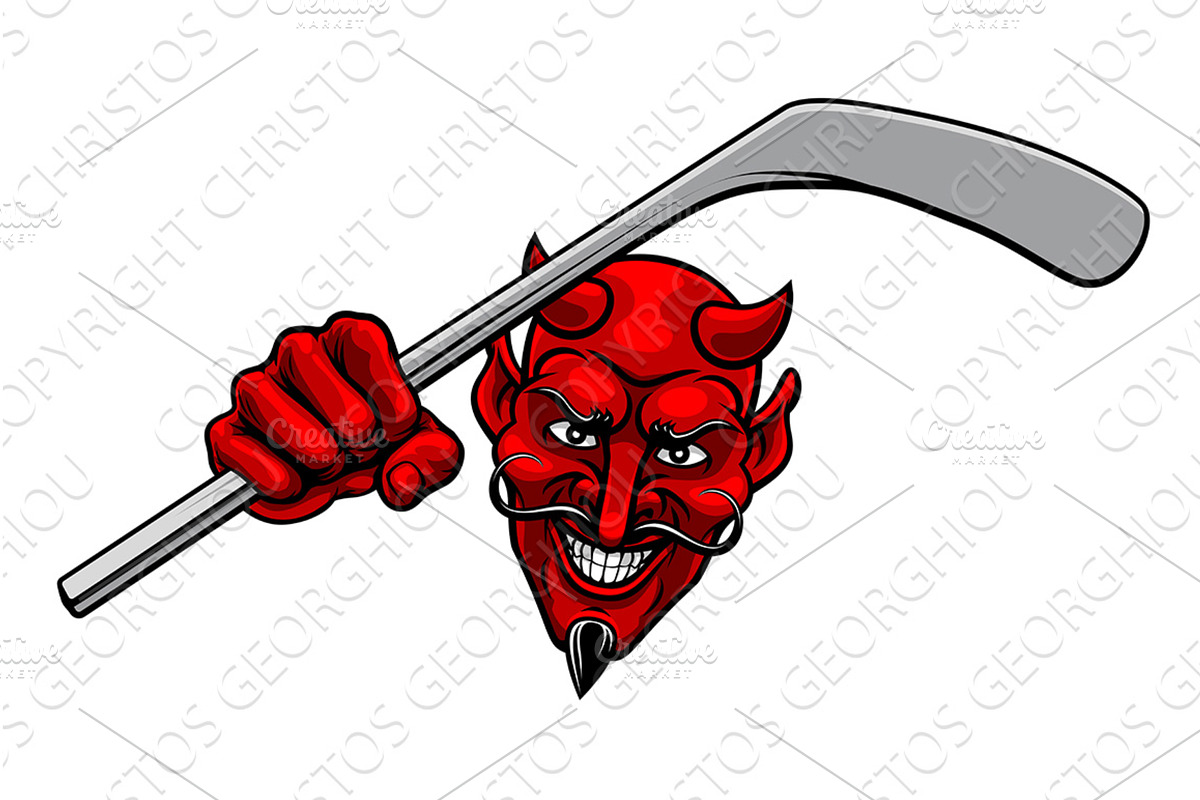 Devil Satan Ice Hockey Sports Mascot, an Illustration by Christos Georghiou