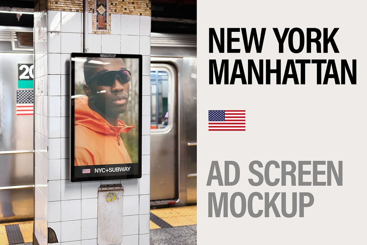 Screen Mockup in New York Subway, an Advertising Mockup by Brandacle Mockups (Photo 5 of 8)
