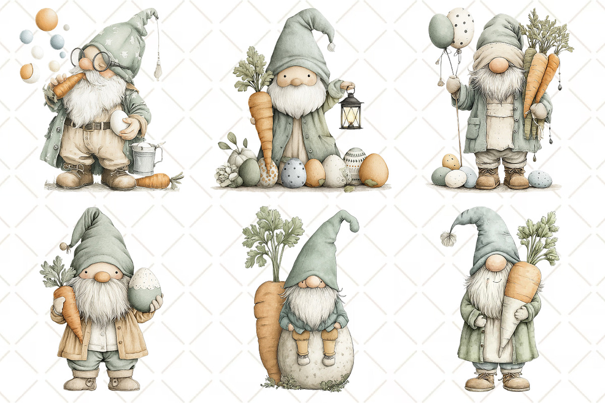 Whimsical Easter Gnome Clipart, an Illustration by Black Bird Studio (Photo 4 of 6)
