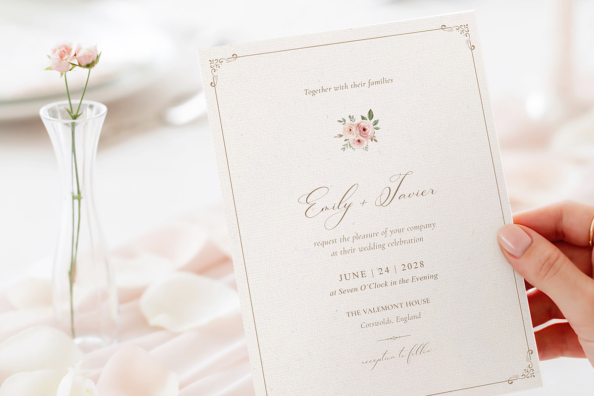 Romantic Rose Elegant Wedding Invite, an Invitation Template by by creative paper (Photo 2 of 6)
