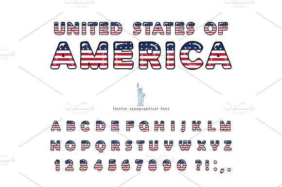 USA flag cartoon font preview 3