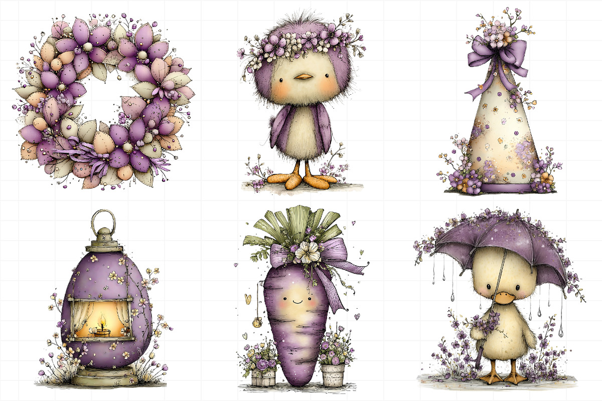 Watercolor Purple Easter Clipart, an Illustration by Daily.Designs (Photo 7 of 7)
