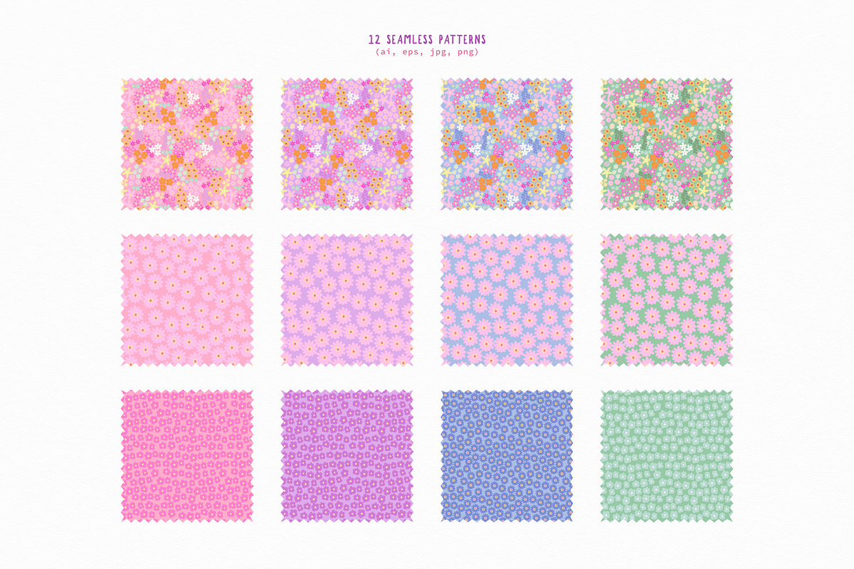 Ditsy Meadow floral pattern, an Illustration by nathalieclaire (Photo 2 of 15)