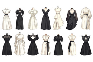 Set of mannequins dressed in, an Object Illustration by LadadikArt