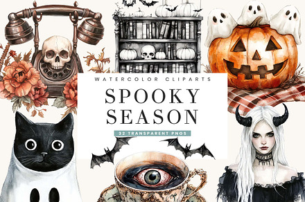 Watercolor Spooky Season Clipart