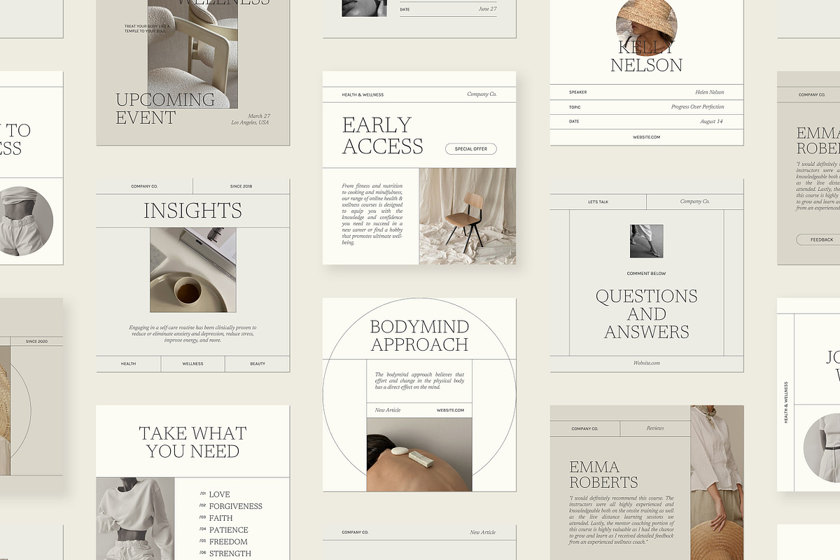 Wellness Social Media Pack Canva PS, a Social Media Template by Feel This