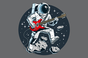 Astronaut Playing Electric Guitar