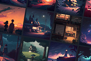 Lofi Music Album Covers Artworks, a Wallpaper Graphic by Cam' Studio (Thumbnail 5 of 7)