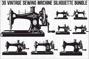 Vintage Sewing Machine Bundle, an Illustration by yasushie