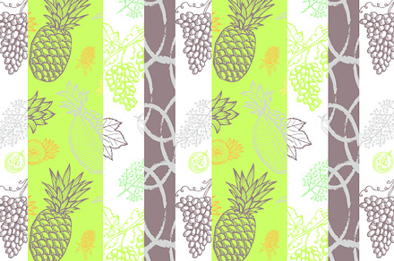 Pineapple and Grape Seamless Pattern