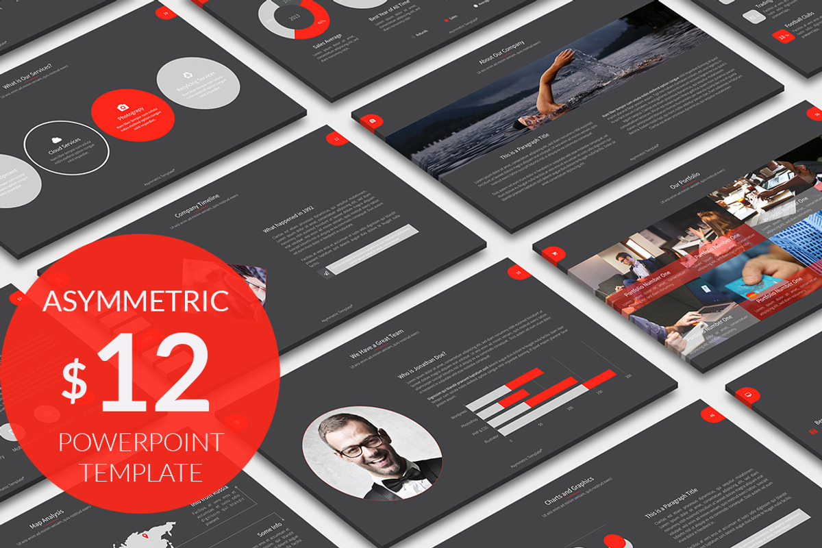 Asymmetric Powerpoint Template, a Presentation Template by PreFactory (Photo 1 of 5)