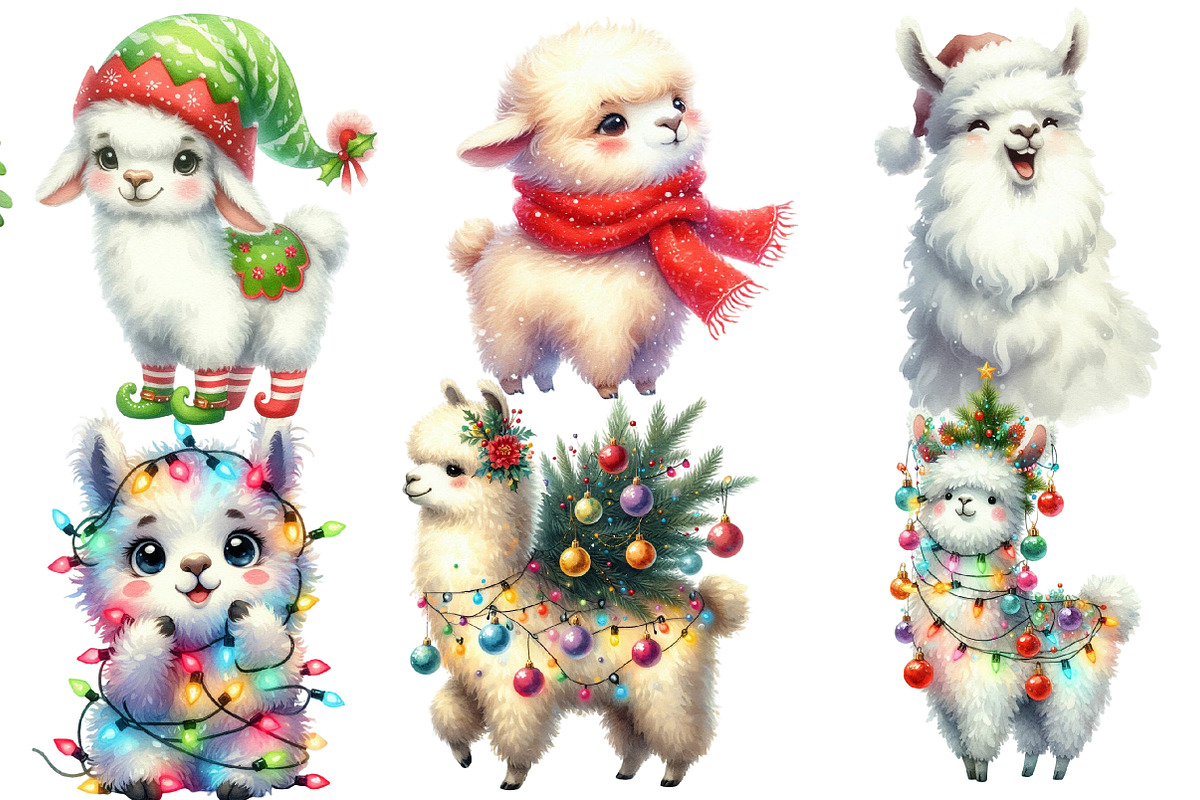 Funny Christmas Llama clipart, an Illustration by Designworld (Photo 3 of 4)
