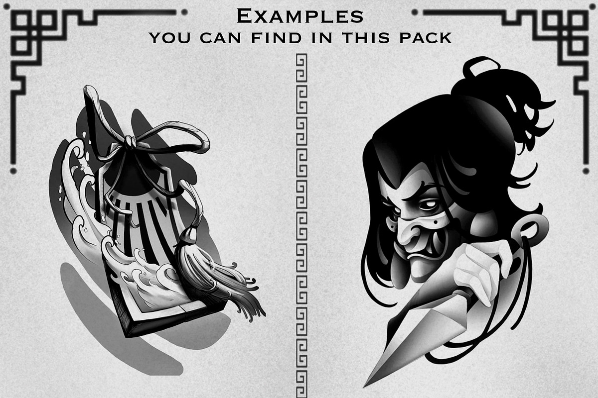 Japanese Tattoo Flash Bundle + Bonus, a Brush Add-On by ProcreateInk (Photo 5 of 5)