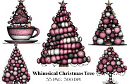 Whimsical Christmas Tree Clipart, an Illustration by CraftArtStudio (Thumbnail 1 of 6)