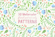 Floral watercolor patterns, a Pattern Graphic by Piñata (Thumbnail 1 of 7)