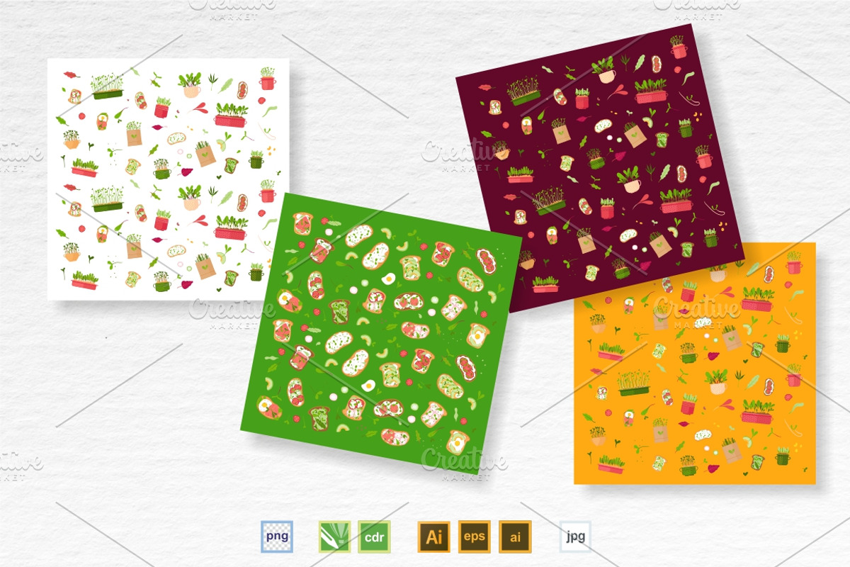 Microgreens Vector Set 1, a Food Illustration by ElenaKovalyova (Photo 15 of 21)