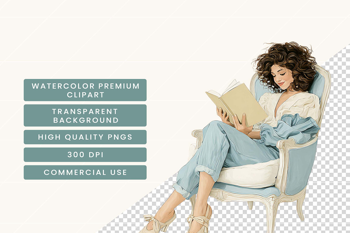 Watercolor Coastal Planner Clipart, a Person Illustration by BusyDaydesign (Photo 7 of 9)