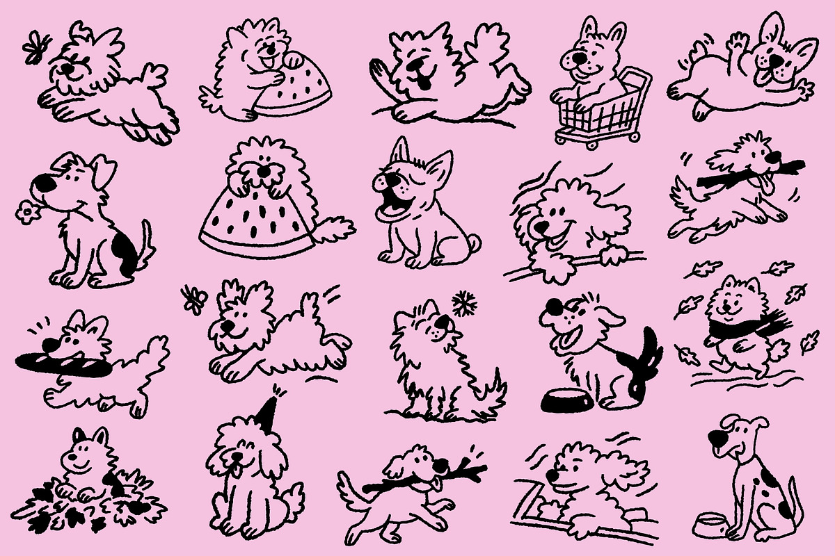 Dog Days: 100 Textured Pups Pack, an Animal Illustration by Veyla (Photo 10 of 14)