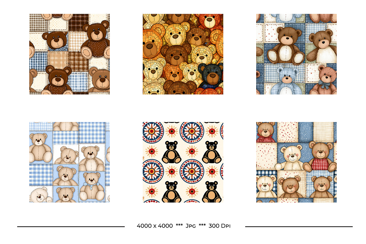 Teddy Bears in Retro Art Styles, a Pattern Graphic by karenfoleyphoto (Photo 8 of 13)