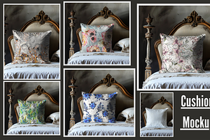 Cushion Mock-up /Classic Bed Scene, a Product Mockup by Nora Gad