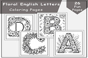 Floral English Alphabet Coloring, an Education Illustration by Lamia Emad (Thumbnail 1 of 3)