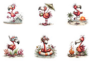 Whimsical Summer Flamingo Clipart, a Seasonal Illustration by CreationArt (Thumbnail 4 of 5)