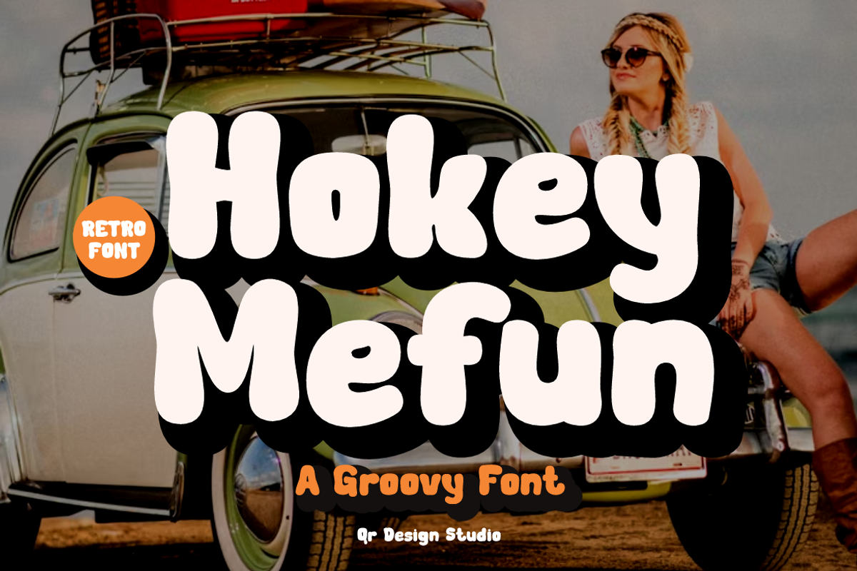 Hokey Mefun - Groovy Font, a Sans Serif Font by QR Design Studio (Photo 1 of 12)
