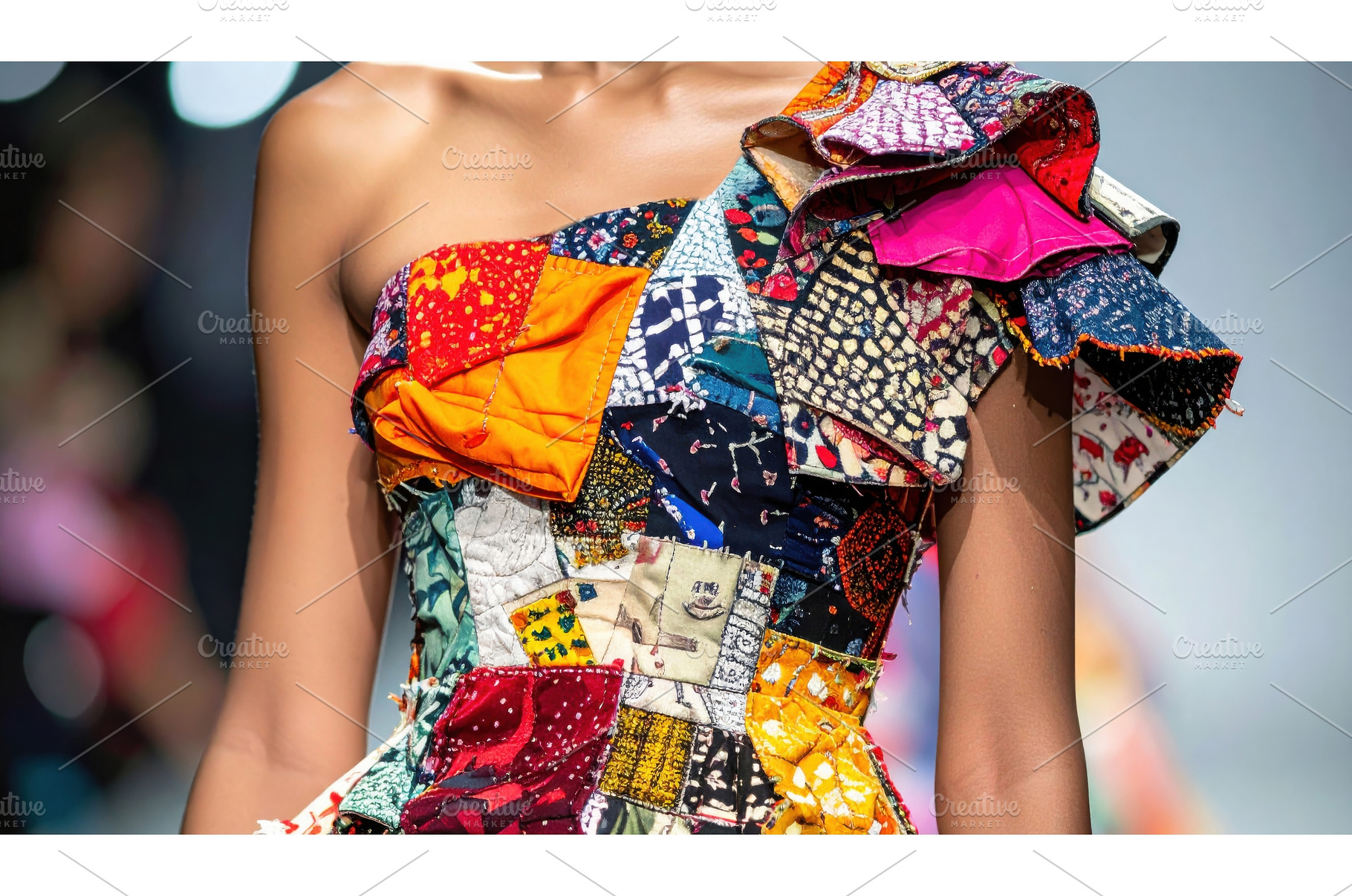 A close-up of a colorful patchwork, a Beauty & Fashion Photo by Igor Tichonow