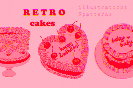 Retro cakes, a Food Illustration by Twisted Tail