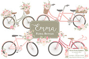 Soft Pink Floral Bicycles Clipart, an Illustration by Amanda Ilkov (Thumbnail 1 of 5)
